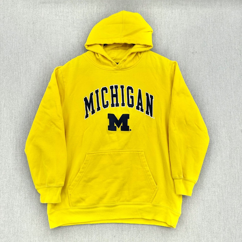 Michigan Wolverines Hoodie Mens Medium Genuine Stuff Yellow Pullover NCAA Sport